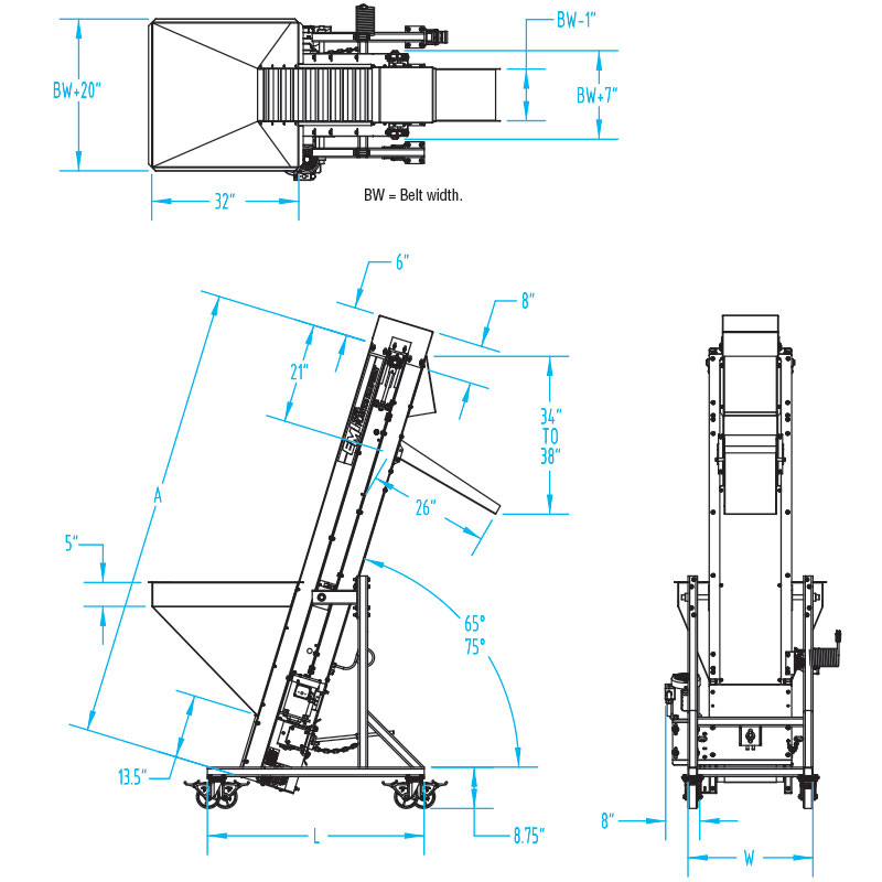 Scoop-Cleated Incline Steel Frame Conveyor